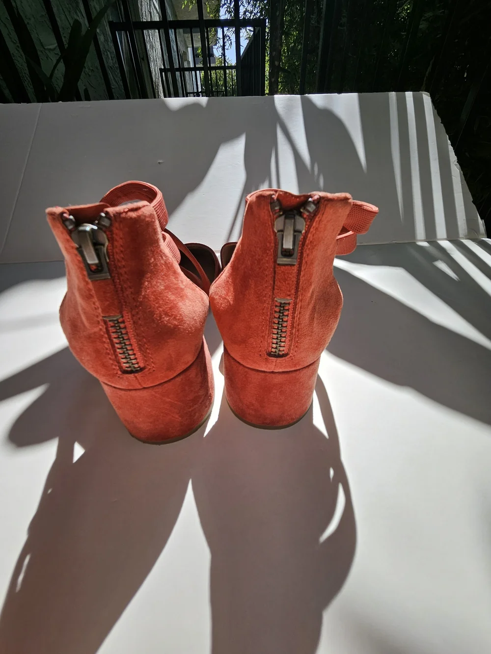 Eileen Fisher Juku Rust Suede Strappy Pointed Toe Block Heel Shoes Size 8 NWOT